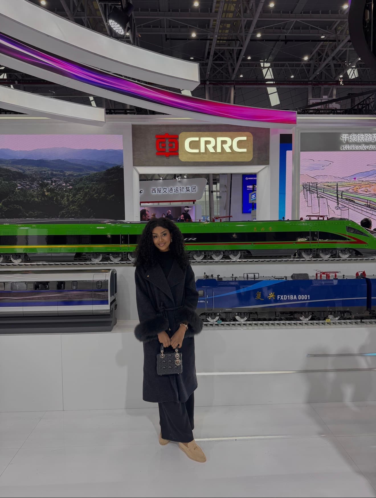 Rolling-stock models displayed at a CRRC exhibition