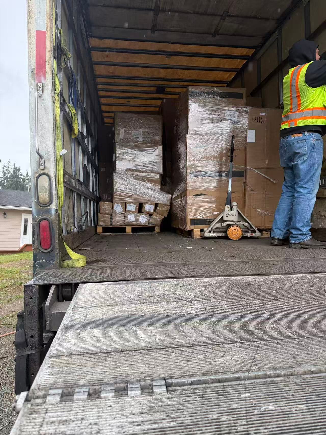 Palletized goods received in the United States