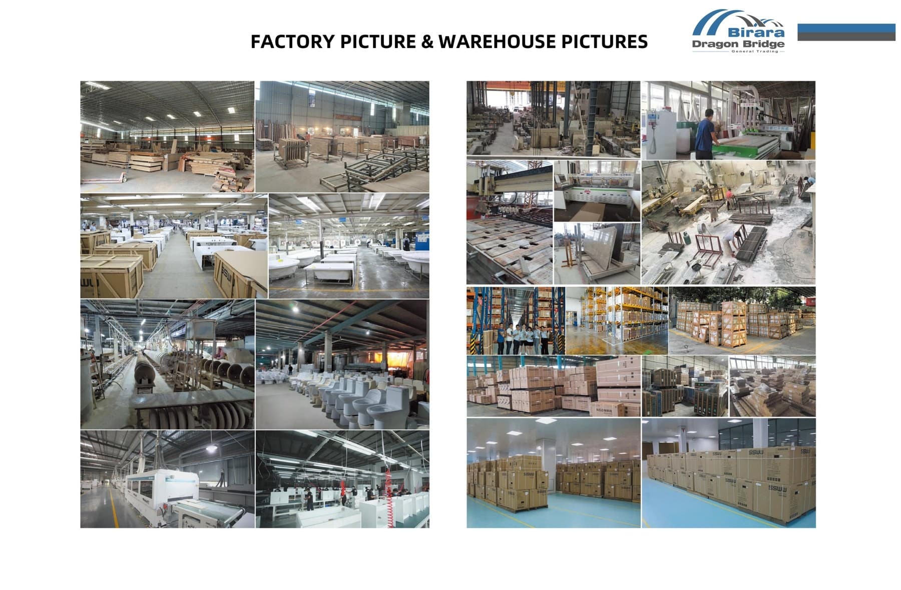 Birara factory and warehouse photographs from the 2026 company profile