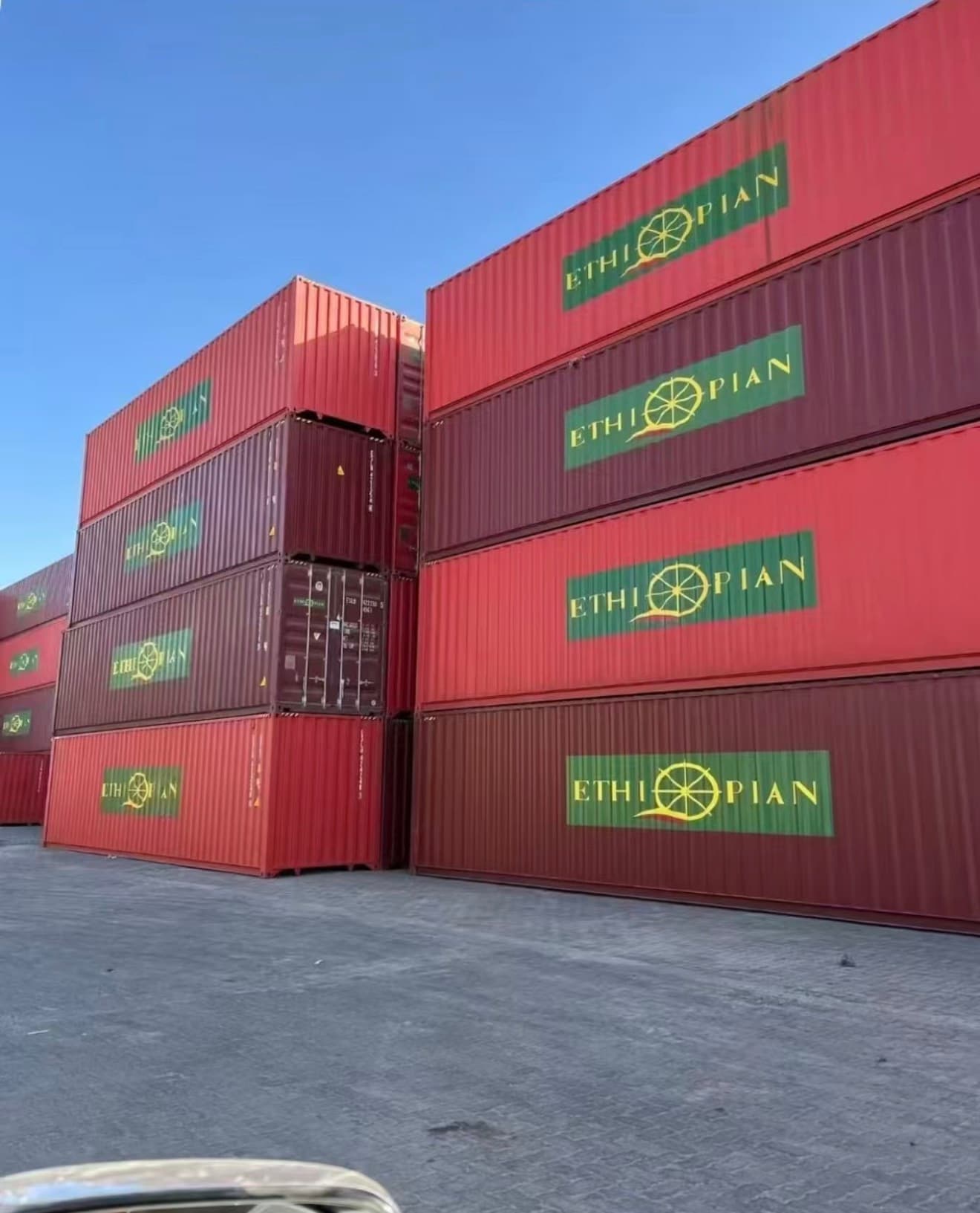 Ethiopian Shipping containers prepared for international freight