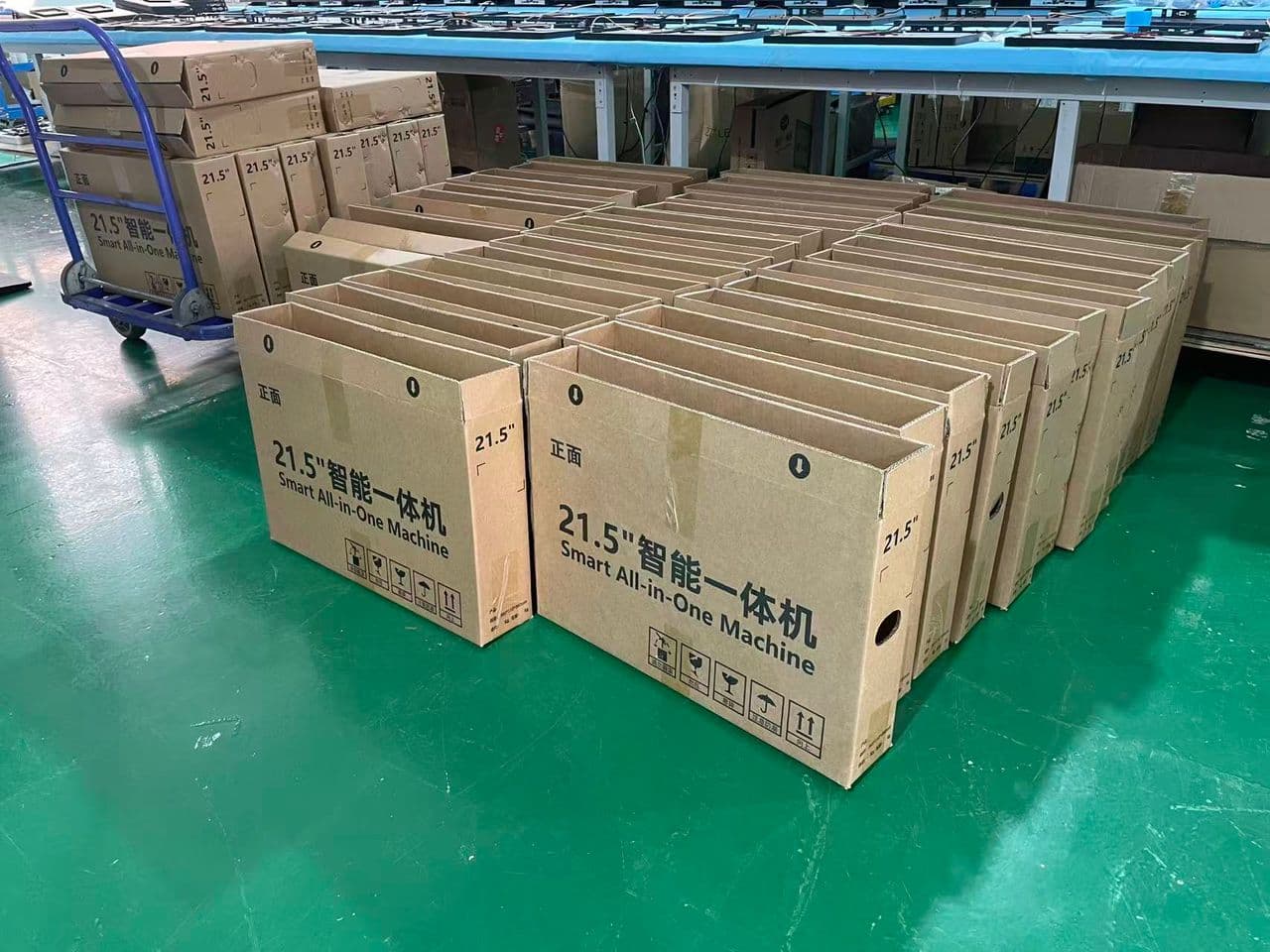 Packaged digital kiosks ready after production
